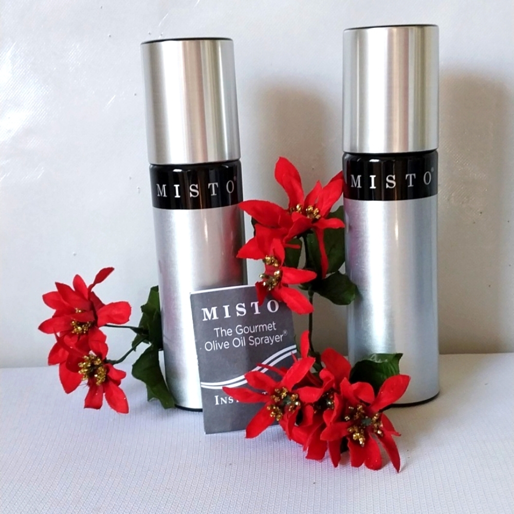 MISTO Olive Oil Sprayer Gourmet SET Sealed Aluminum Body Spray BUNDLE of Two New